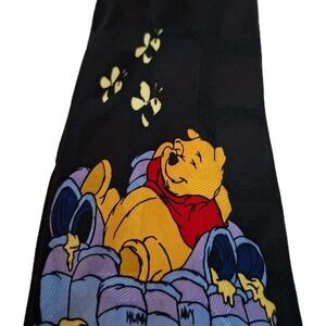 Disney Pooh‎ Silk Necktie Mens Black Tigger Honey Pot Novelty Vintage Tie